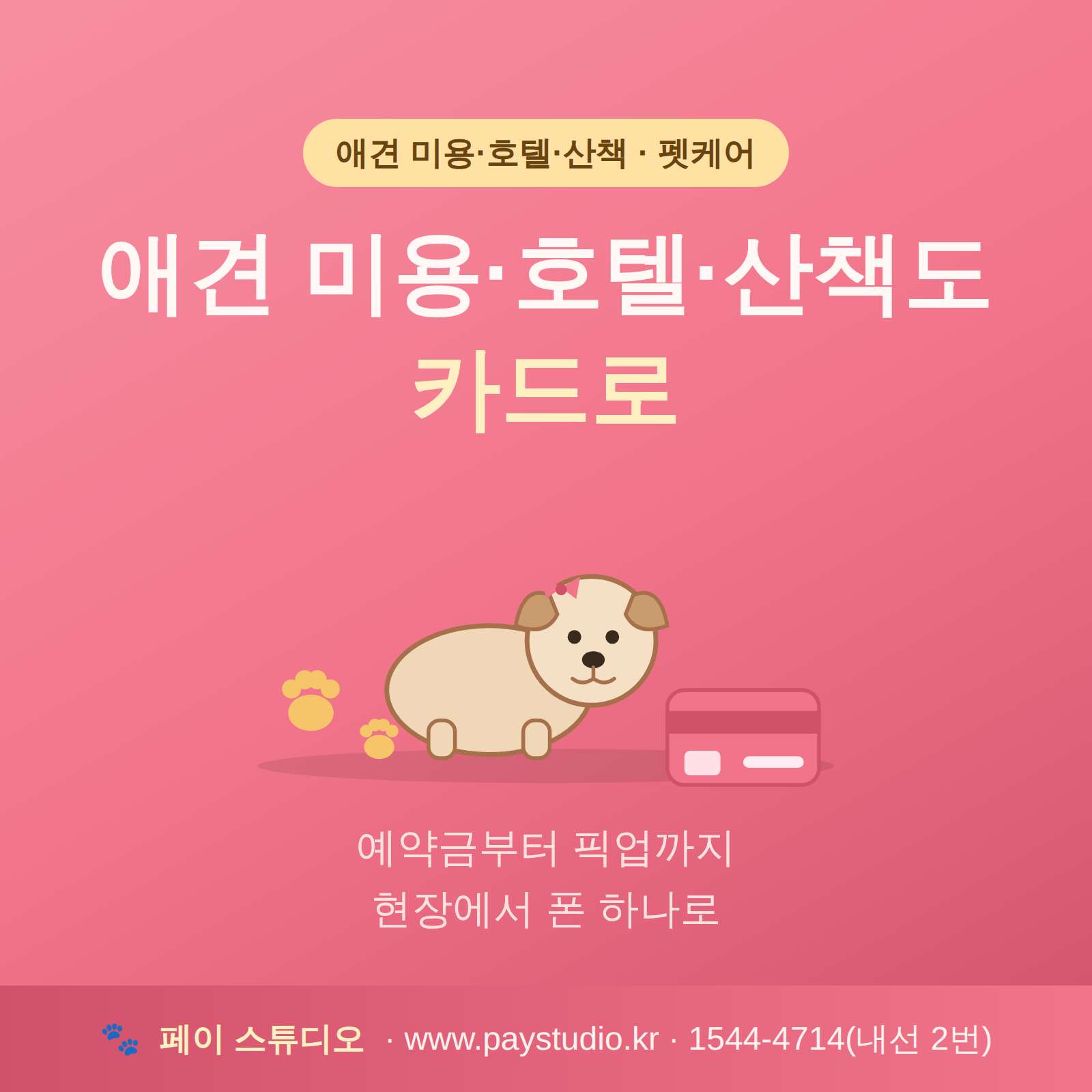 애견 미용 산책 호텔 이용 후 카드 결제 가능 시스템!! PG 가맹 무료 대행! 카드 단말기 없이 본인 핸드폰으로 카드 결제가 가능한 시스템