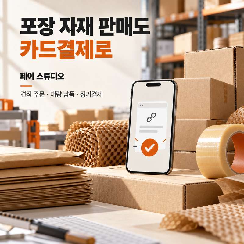 포장 자재 판매점 카드 결제 방법 페이 스튜디오! 박스·완충재·테이프 견적 주문과 대량 납품 대금을 페이 스튜디오 카드 결제로 준비! 비대면 링크 결제, 스마트폰 현장 결제, 정기 결제 모두 가능! 카드 단말기없이 스마트폰 앱을 이용 카드 결제! 가입비 및 월정액 0원!